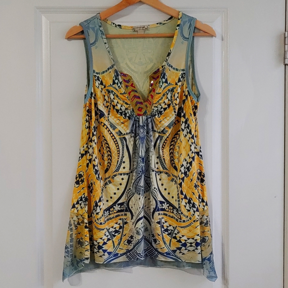 Sleeveless printed tunic
